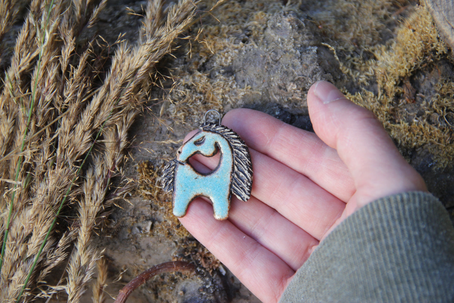 Horse Stoneware Rustic Pendant