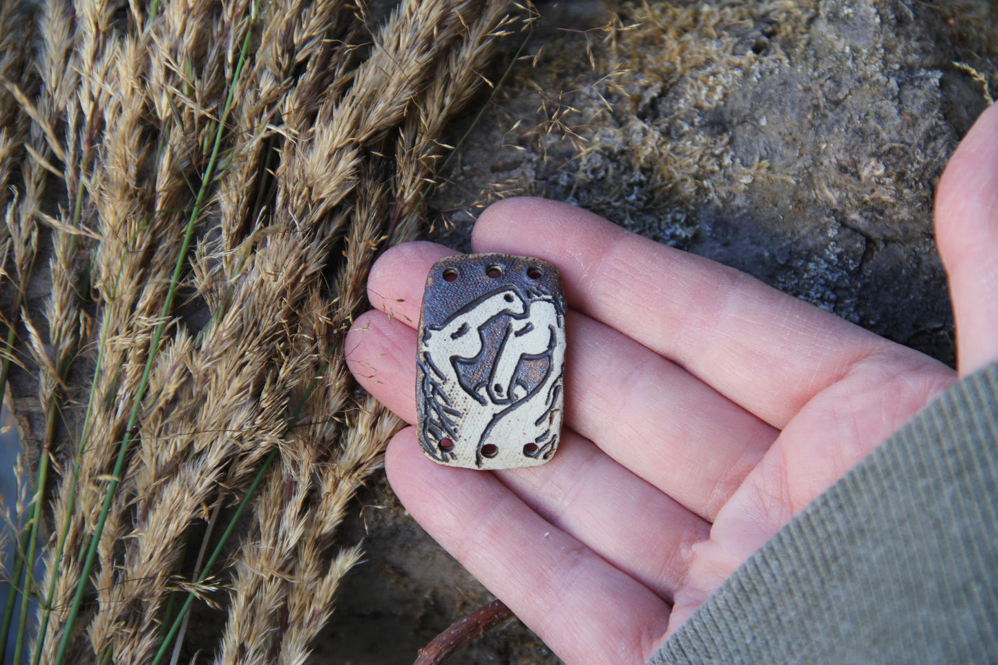 HORSE LOVE rustic stoneware bracelet bar
