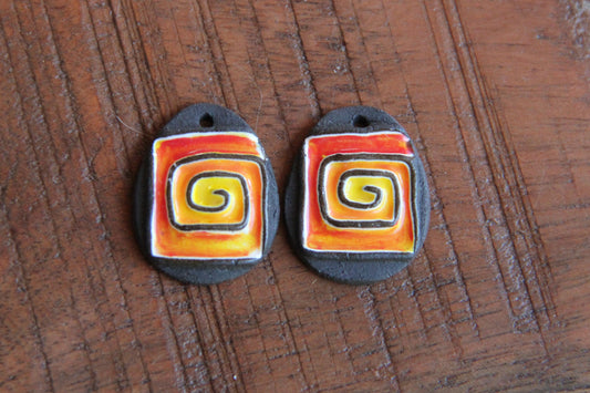 A pair of ceramic earring SPIRAL dangles