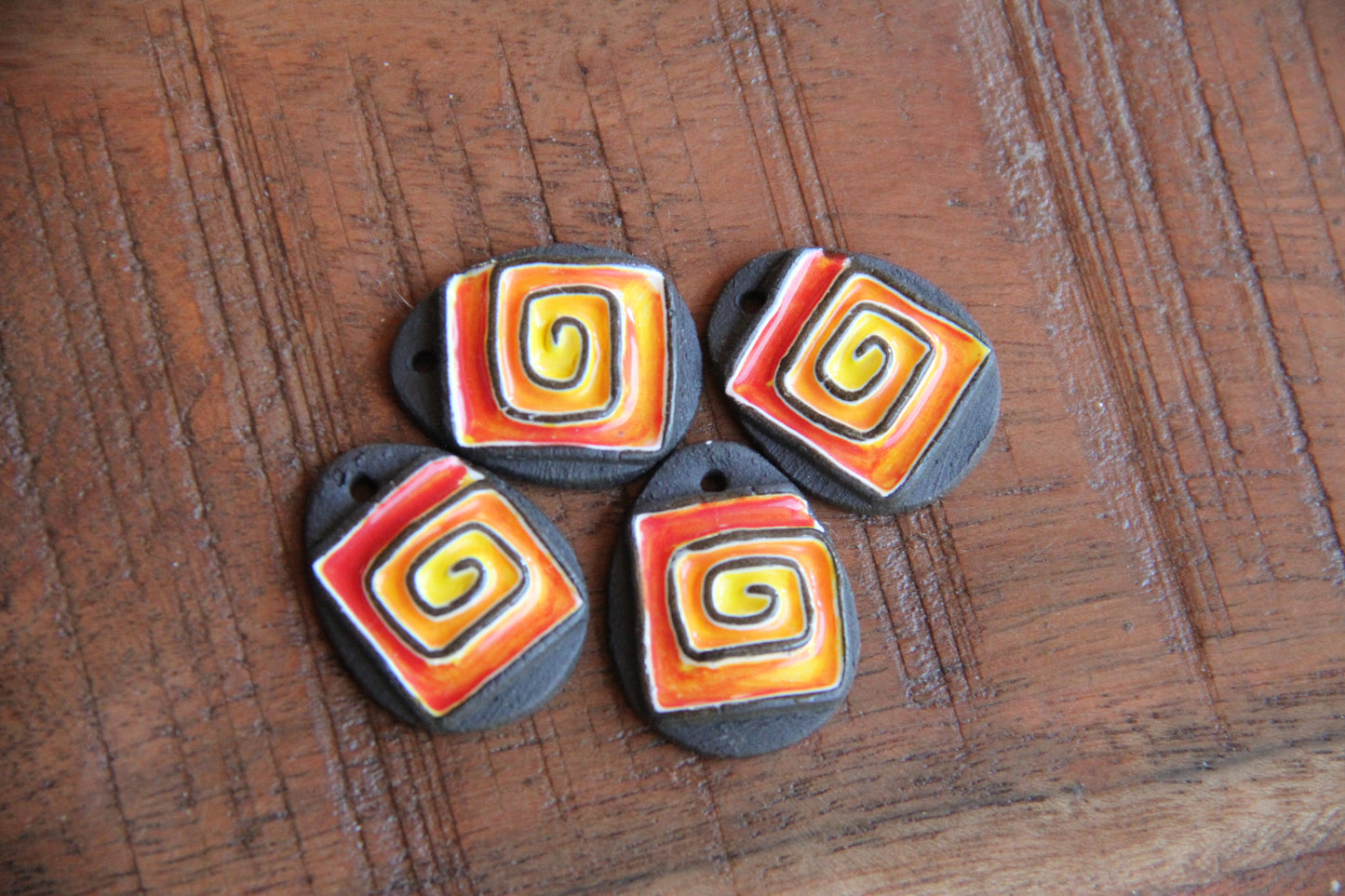 A pair of ceramic earring SPIRAL dangles