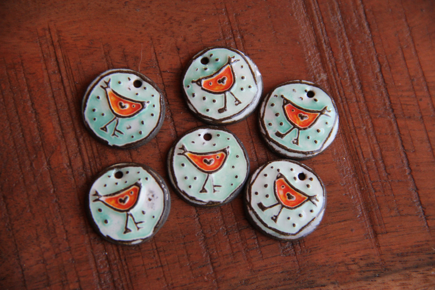 A pair of ceramic earring BIRDIE dangles