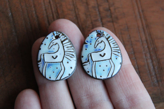 Horses - a pair of ceramic earring dangles