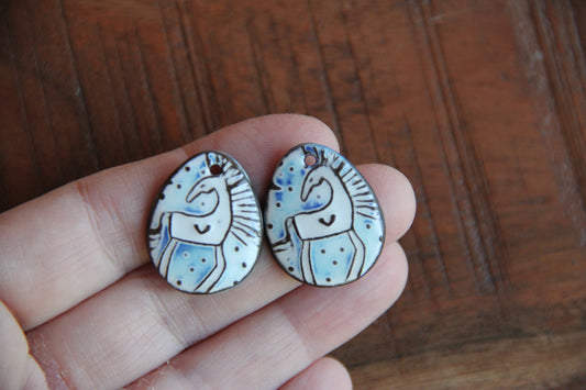 Horses - a pair of ceramic earring dangles
