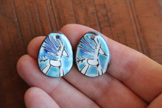 Horses - a pair of ceramic earring dangles