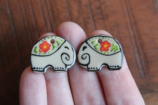 A pair of ceramic earring ELEPHANT dangles
