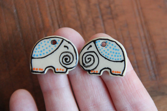 A pair of ceramic earring ELEPHANT dangles