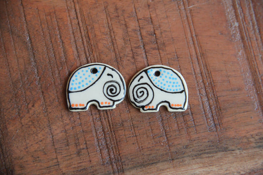 A pair of ceramic earring ELEPHANT dangles