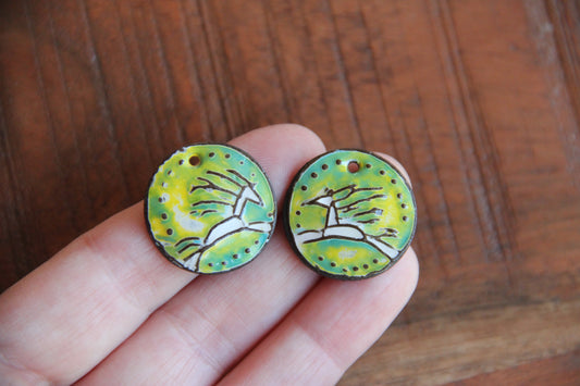 Running horses - a pair of ceramic earring dangles