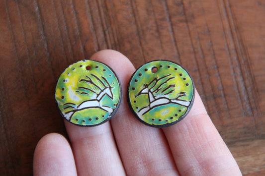 Running horses - a pair of ceramic earring dangles