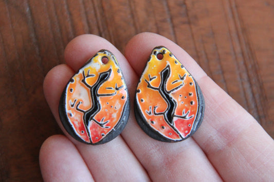 Lizards - a pair of ceramic earring dangles