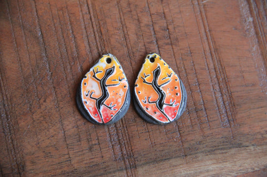 Lizards - a pair of ceramic earring dangles