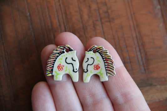 Horses - a pair of ceramic earring dangles