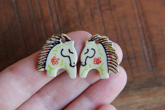 Horses - a pair of ceramic earring dangles