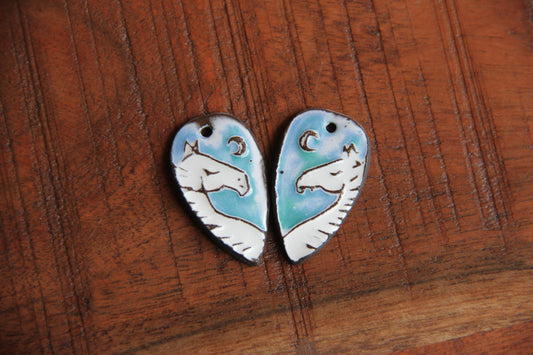 Horses - a pair of ceramic earring dangles