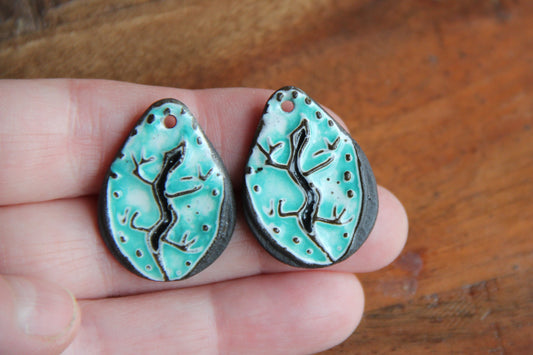 Lizards - a pair of ceramic earring dangles