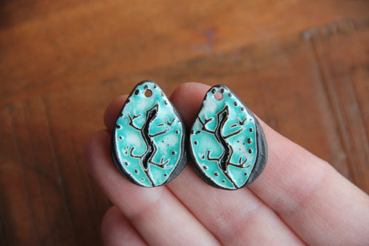 Lizards - a pair of ceramic earring dangles