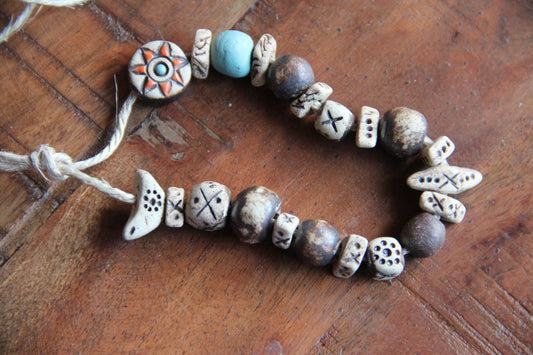Set of rustic stoneware beads