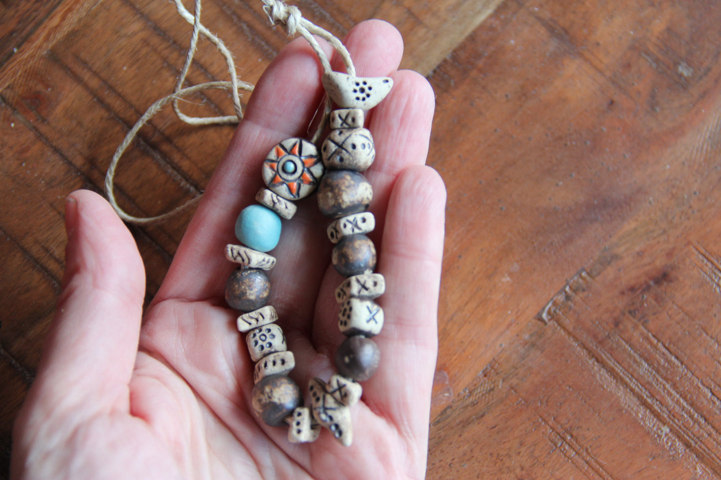 Set of rustic stoneware beads