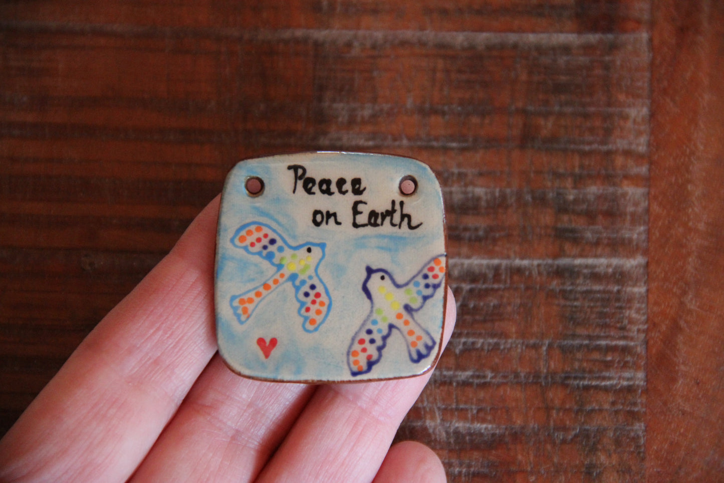 PEACE ON EARTH ceramic focal pendant