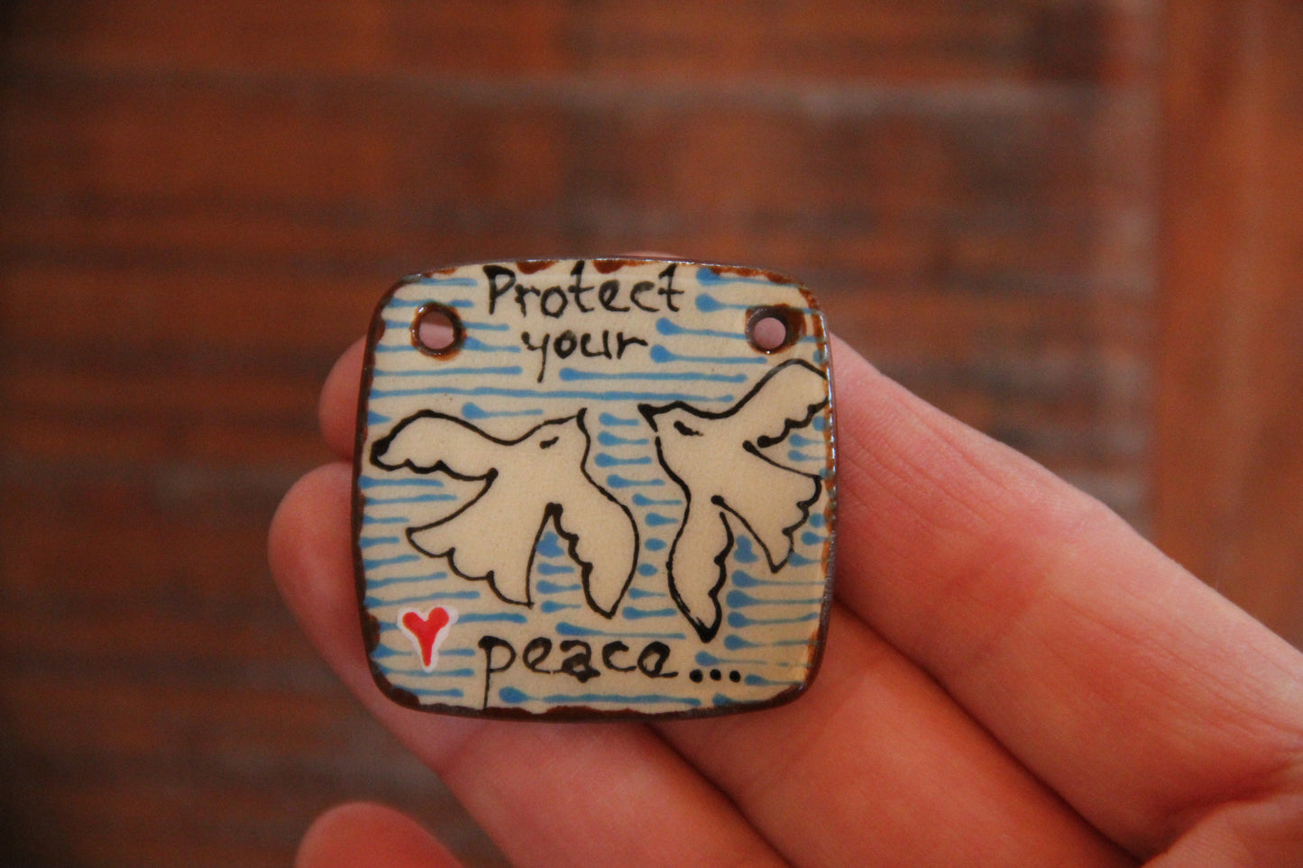 PROTECT YOUR PEACE ceramic focal pendant