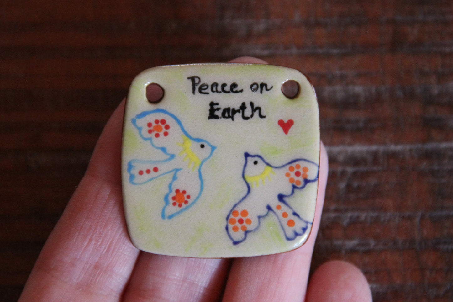PEACE ON EARTH ceramic focal pendant