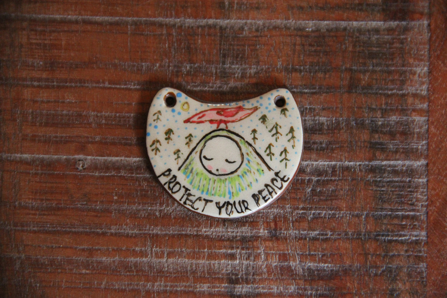 PROTECT YOUR PEACE ceramic focal pendant