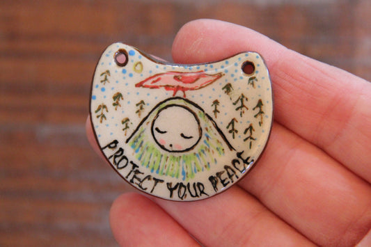 PROTECT YOUR PEACE ceramic focal pendant