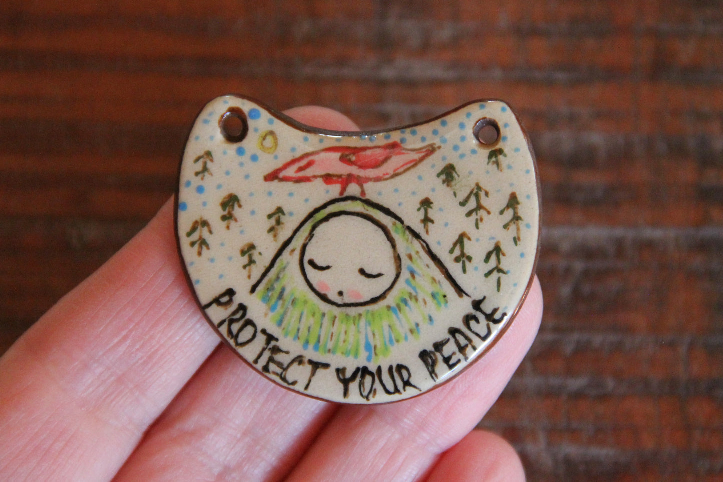 PROTECT YOUR PEACE ceramic focal pendant