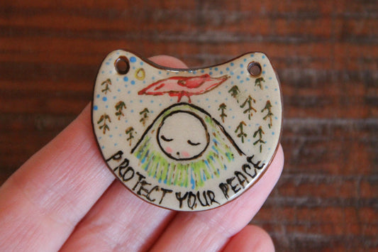 PROTECT YOUR PEACE ceramic focal pendant