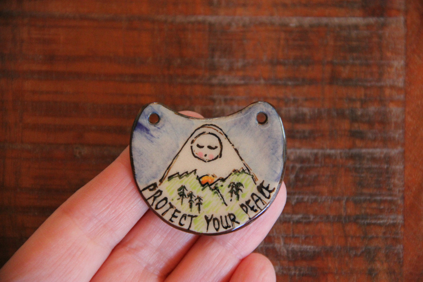 PROTECT YOUR PEACE ceramic focal pendant