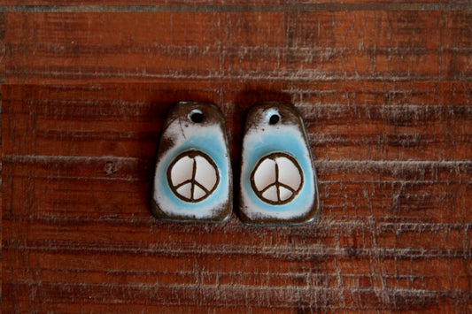 PEACE ceramic earring dangles