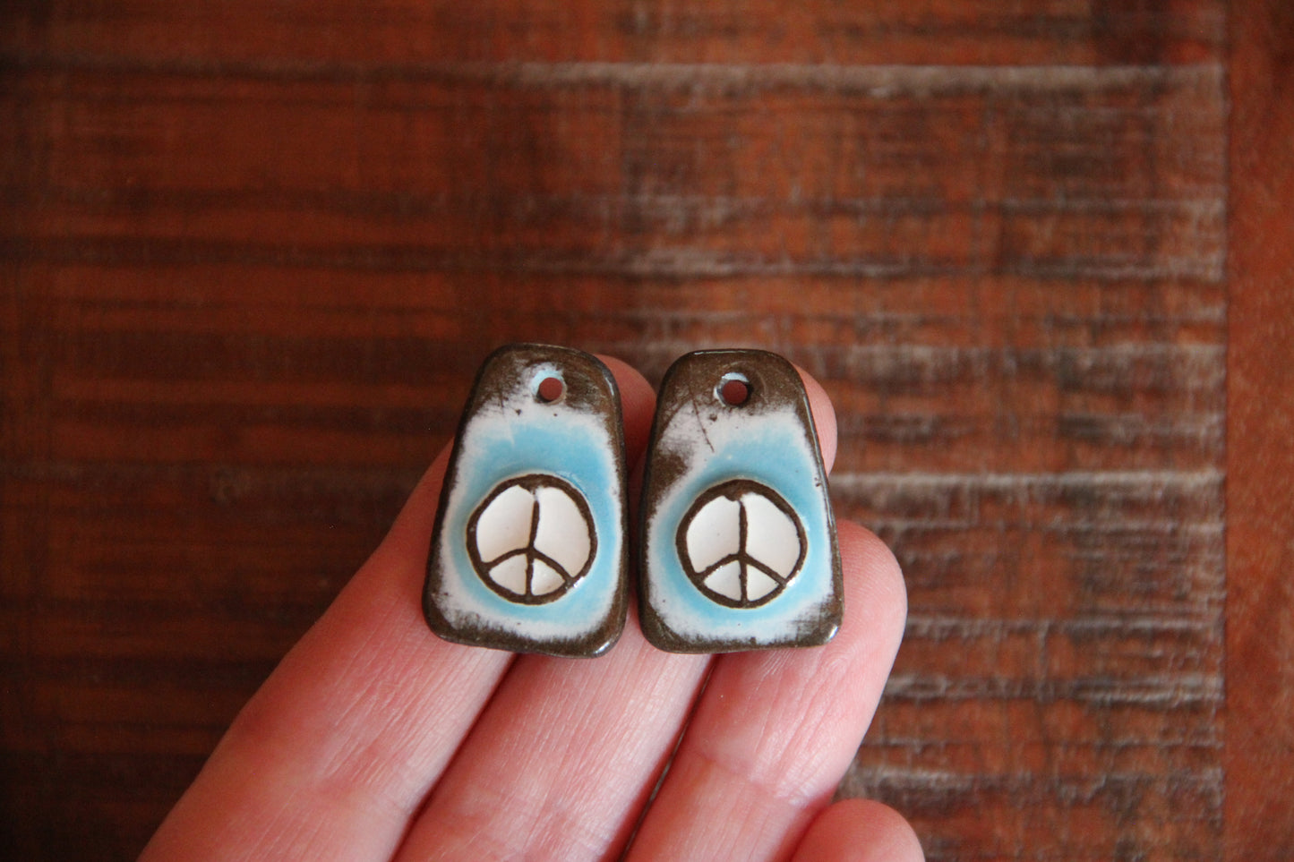 PEACE ceramic earring dangles