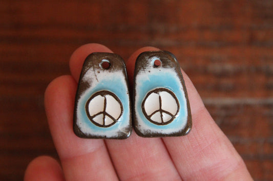PEACE ceramic earring dangles