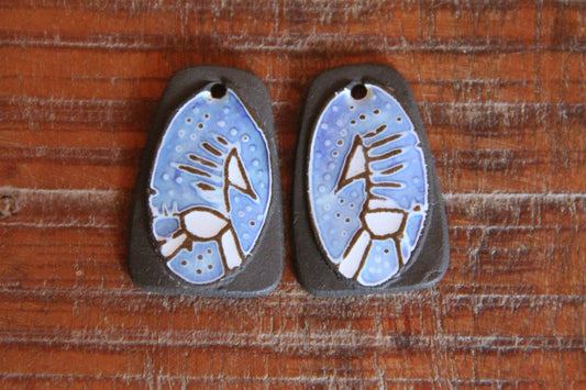 Horses - a pair of ceramic earring dangles