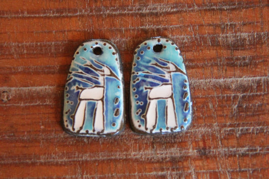 Horses - a pair of ceramic earring dangles