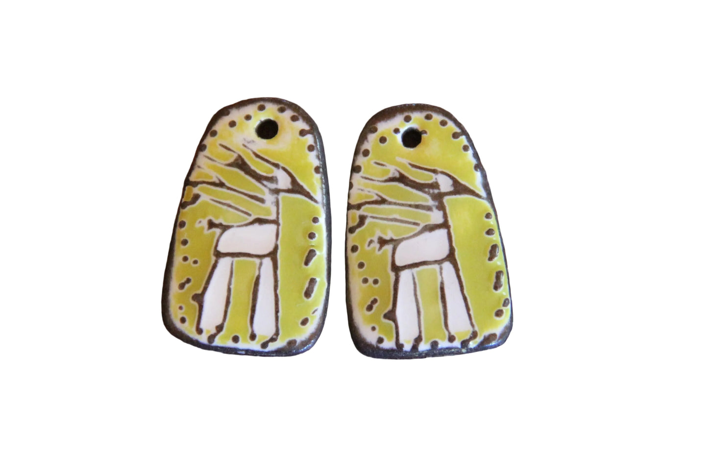 Horses - a pair of ceramic earring dangles