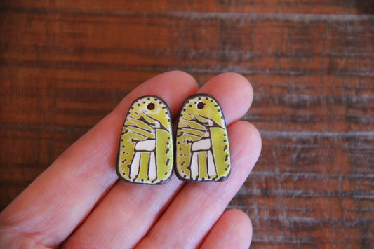 Horses - a pair of ceramic earring dangles