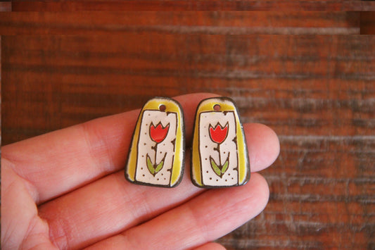 A pair of TULIPS ceramic earring dangles