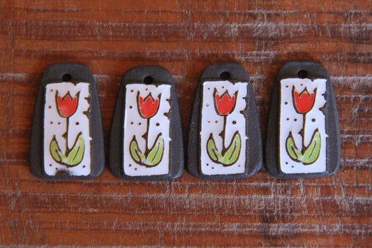 A pair of TULIPS ceramic earring dangles