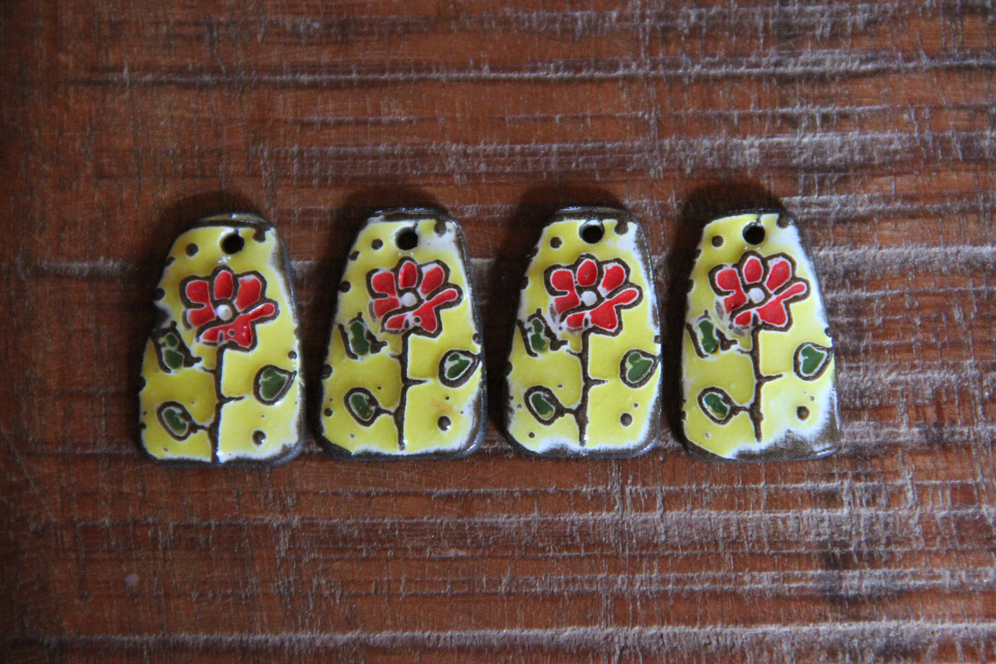 A pair of FLOWER ceramic earring dangles