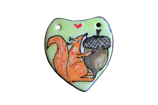 SQUIRREL LOVE... ceramic FOCAL PENDANT
