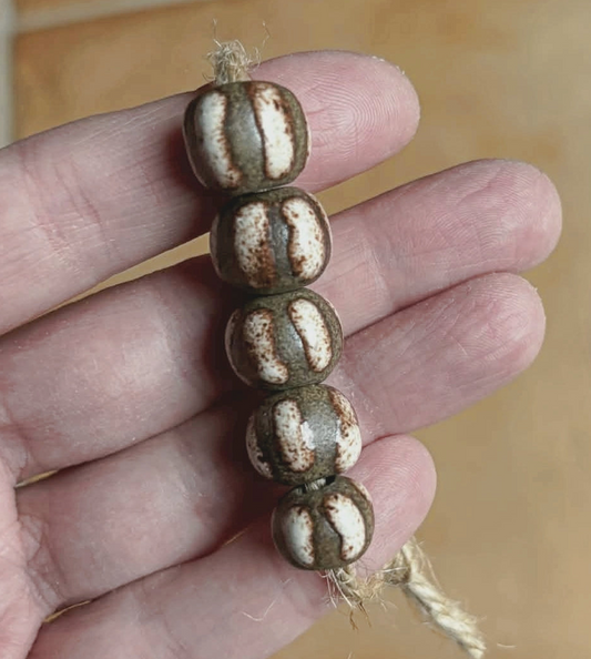 5 rustic earthy stoneware BEADS