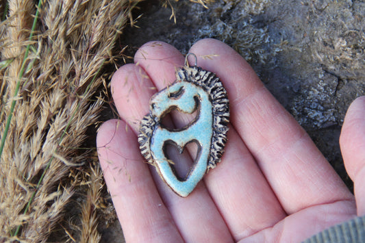 Horse with a Heart - Stoneware Rustic Pendant