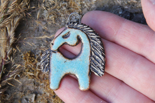 Horse Stoneware Rustic Pendant