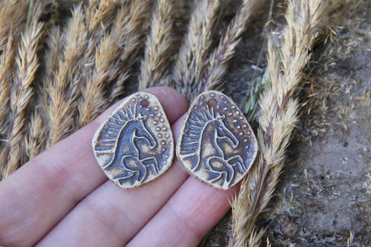 Horses - a pair of ceramic earring dangles