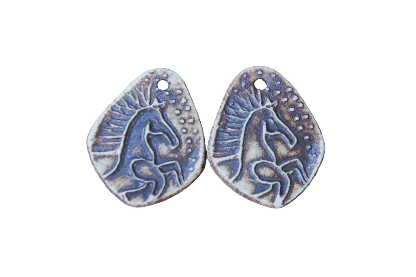 Horses - a pair of ceramic earring dangles