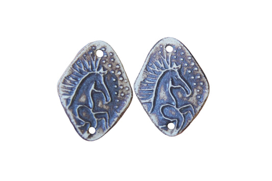 Horses - a pair of ceramic earring CONNECTORS