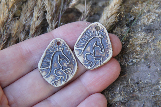 Horses - a pair of ceramic earring dangles
