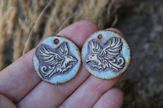 RAVEN - a pair of ceramic earring dangles in rustic style