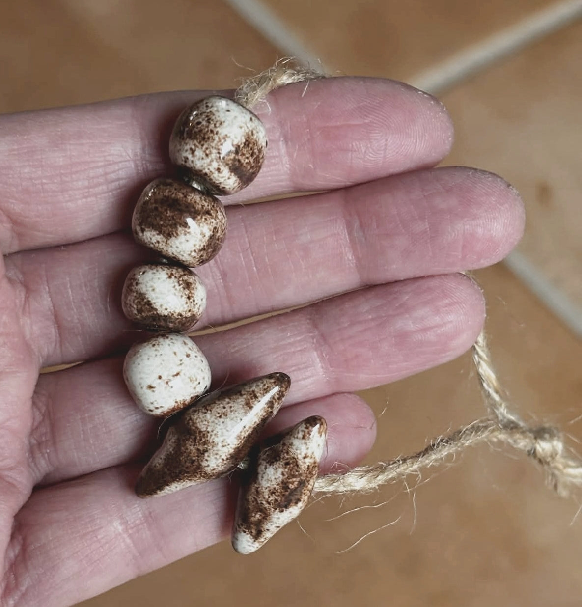 6 rustic earthy stoneware BEADS